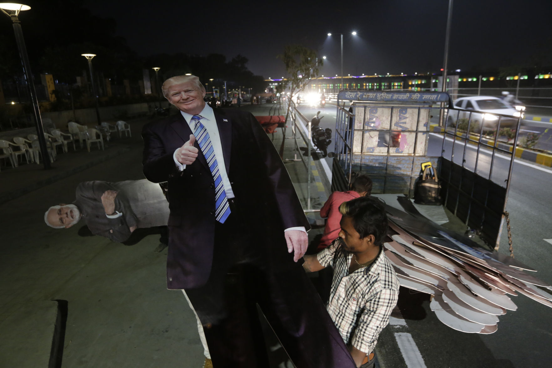 APTOPIX India Namaste Trump